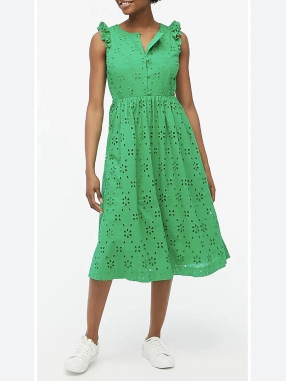 J. Crew Green Eyelet Midi Dress - Picture 11 of 11